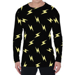 Black And Yellow Lightning Pattern Print Men's Long Sleeve T-Shirt
