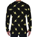 Black And Yellow Lightning Pattern Print Men's Long Sleeve T-Shirt