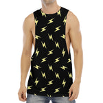 Black And Yellow Lightning Pattern Print Men's Muscle Tank Top