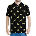 Black And Yellow Lightning Pattern Print Men's Polo Shirt