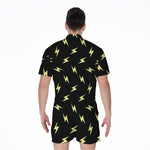 Black And Yellow Lightning Pattern Print Men's Rompers