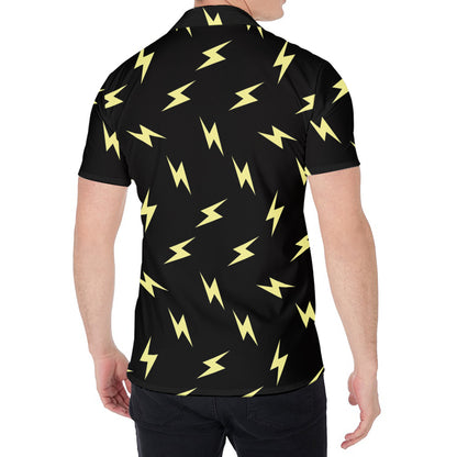 Black And Yellow Lightning Pattern Print Men's Shirt
