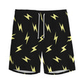 Black And Yellow Lightning Pattern Print Men's Athletic Shorts