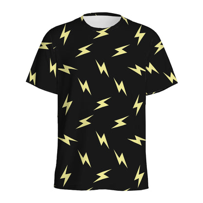 Black And Yellow Lightning Pattern Print Men's Sports T-Shirt