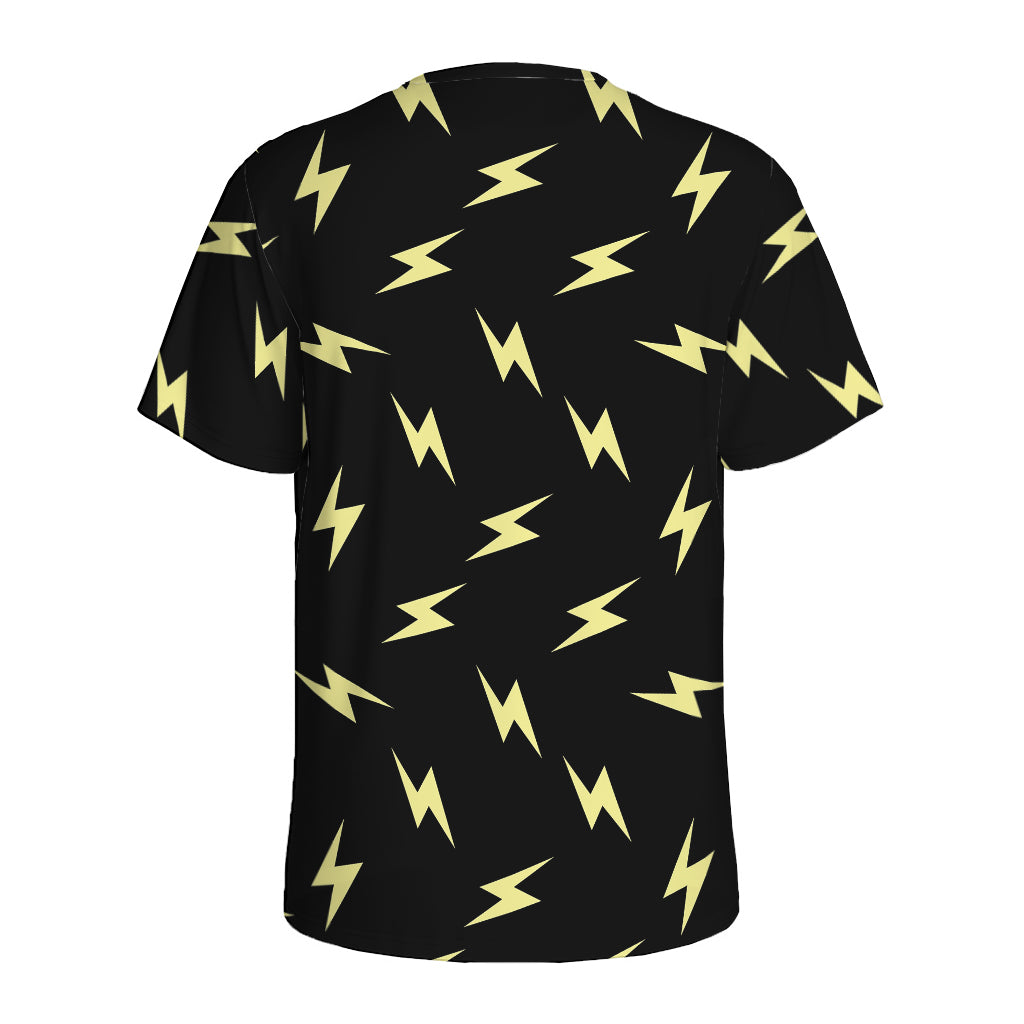 Black And Yellow Lightning Pattern Print Men's Sports T-Shirt