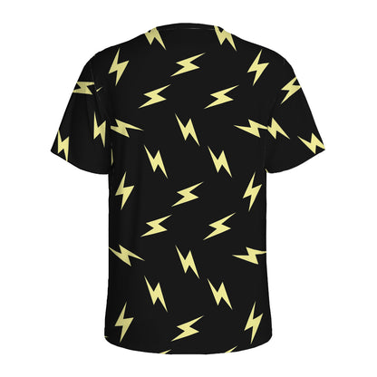 Black And Yellow Lightning Pattern Print Men's Sports T-Shirt