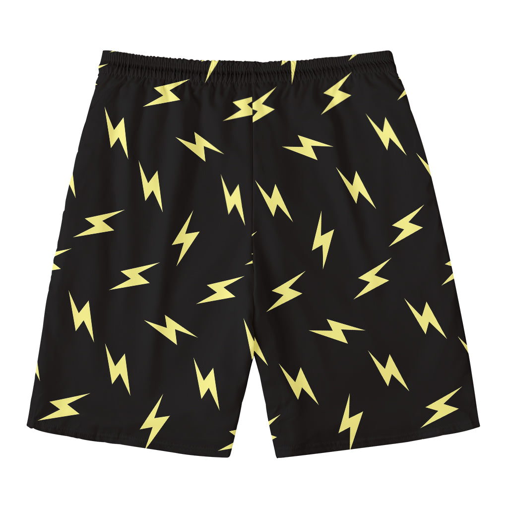 Black And Yellow Lightning Pattern Print Men's Swim Trunks