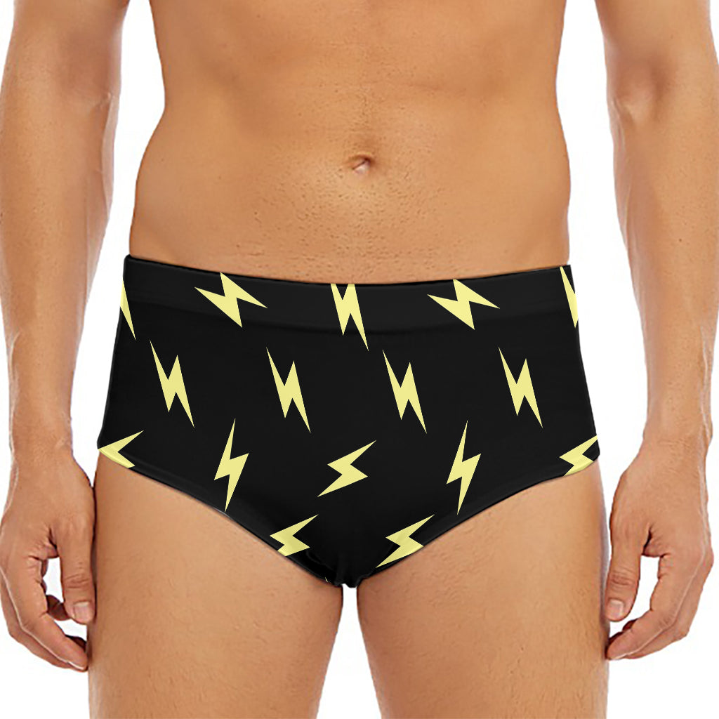Black And Yellow Lightning Pattern Print Men's Triangle Swim Briefs