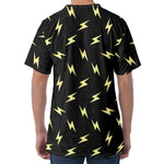 Black And Yellow Lightning Pattern Print Men's Velvet T-Shirt
