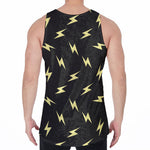 Black And Yellow Lightning Pattern Print Men's Velvet Tank Top