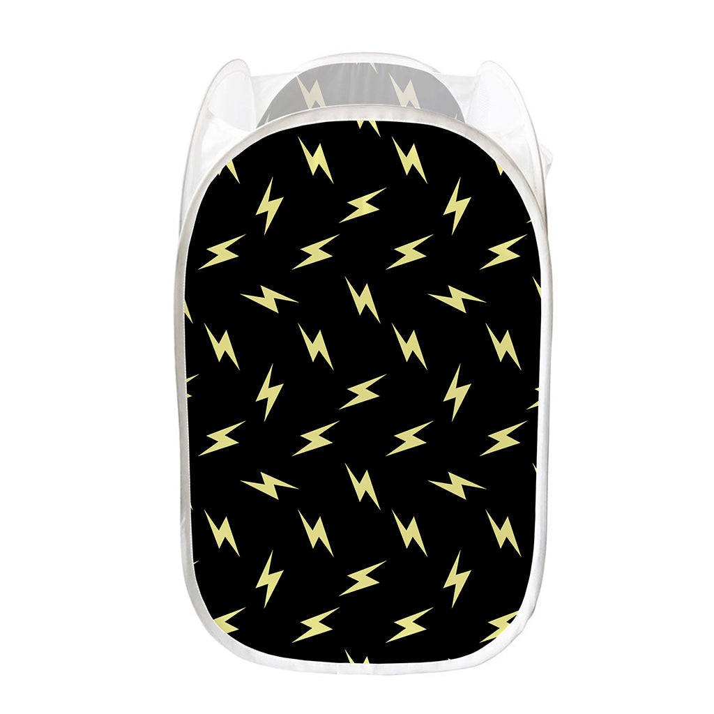 Black And Yellow Lightning Pattern Print Mesh Laundry Hamper
