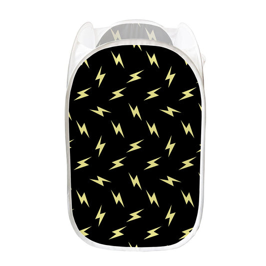 Black And Yellow Lightning Pattern Print Mesh Laundry Hamper