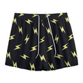 Black And Yellow Lightning Pattern Print Mesh Shorts