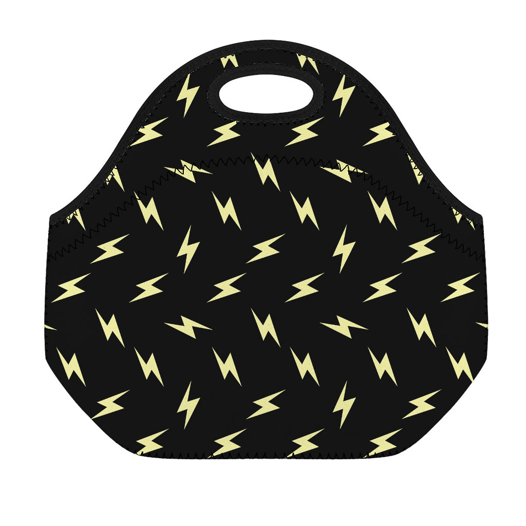 Black And Yellow Lightning Pattern Print Neoprene Lunch Bag