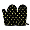 Black And Yellow Lightning Pattern Print Oven Mitts