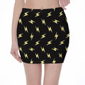Black And Yellow Lightning Pattern Print Pencil Mini Skirt