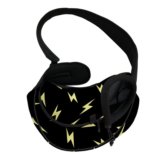 Black And Yellow Lightning Pattern Print Pet Sling Carrier