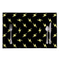 Black And Yellow Lightning Pattern Print Placemat