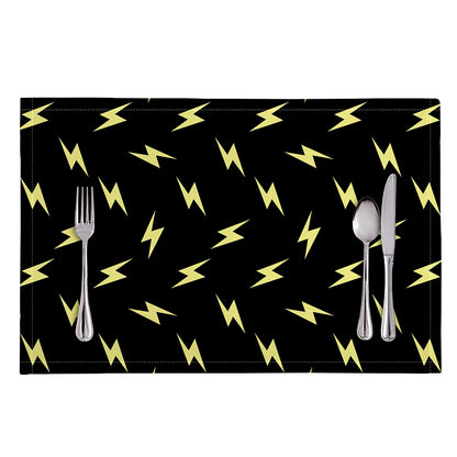 Black And Yellow Lightning Pattern Print Placemat