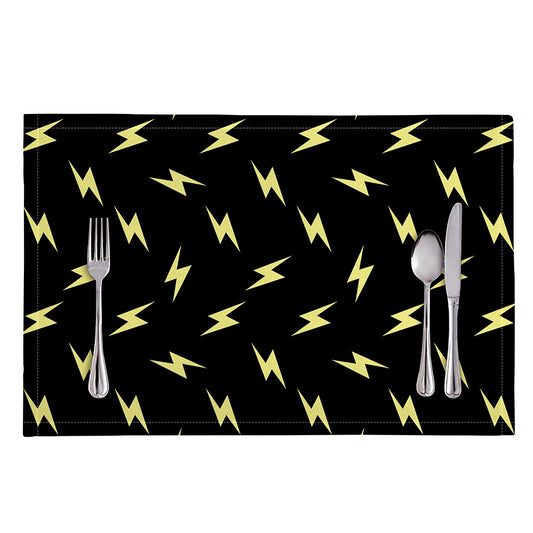 Black And Yellow Lightning Pattern Print Placemat