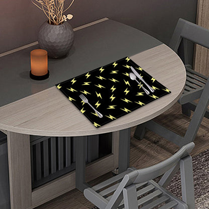 Black And Yellow Lightning Pattern Print Placemat