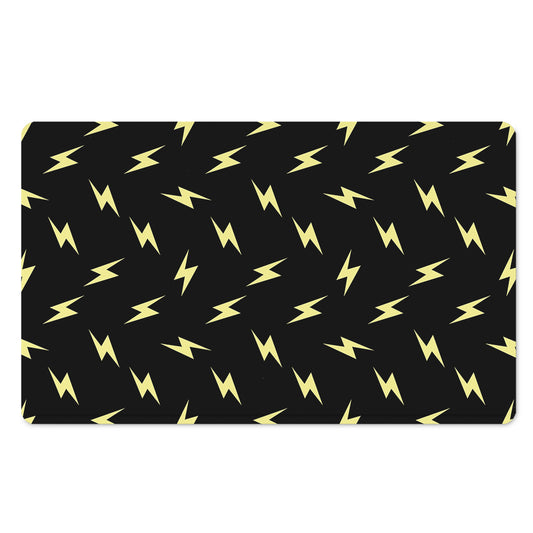 Black And Yellow Lightning Pattern Print Polyester Doormat