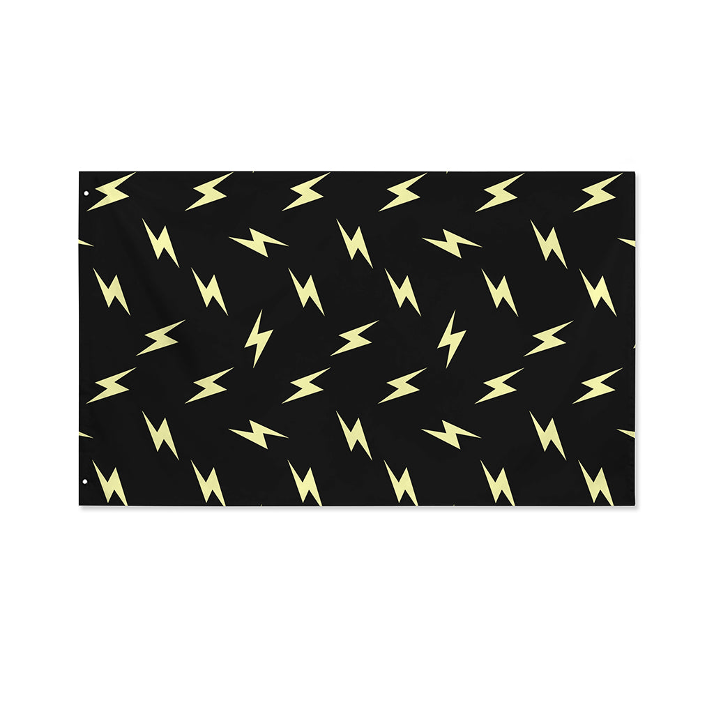 Black And Yellow Lightning Pattern Print Polyester Flag