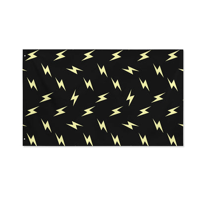 Black And Yellow Lightning Pattern Print Polyester Flag