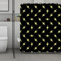 Black And Yellow Lightning Pattern Print Polyester Shower Curtain