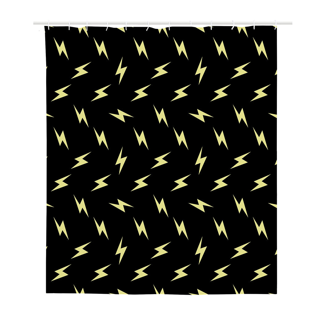 Black And Yellow Lightning Pattern Print Polyester Shower Curtain