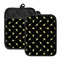 Black And Yellow Lightning Pattern Print Pot Holders With Pocket