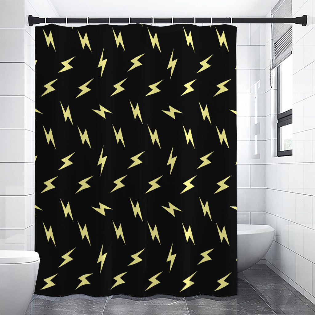 Black And Yellow Lightning Pattern Print Premium Shower Curtain