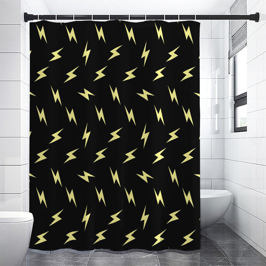 Black And Yellow Lightning Pattern Print Premium Shower Curtain