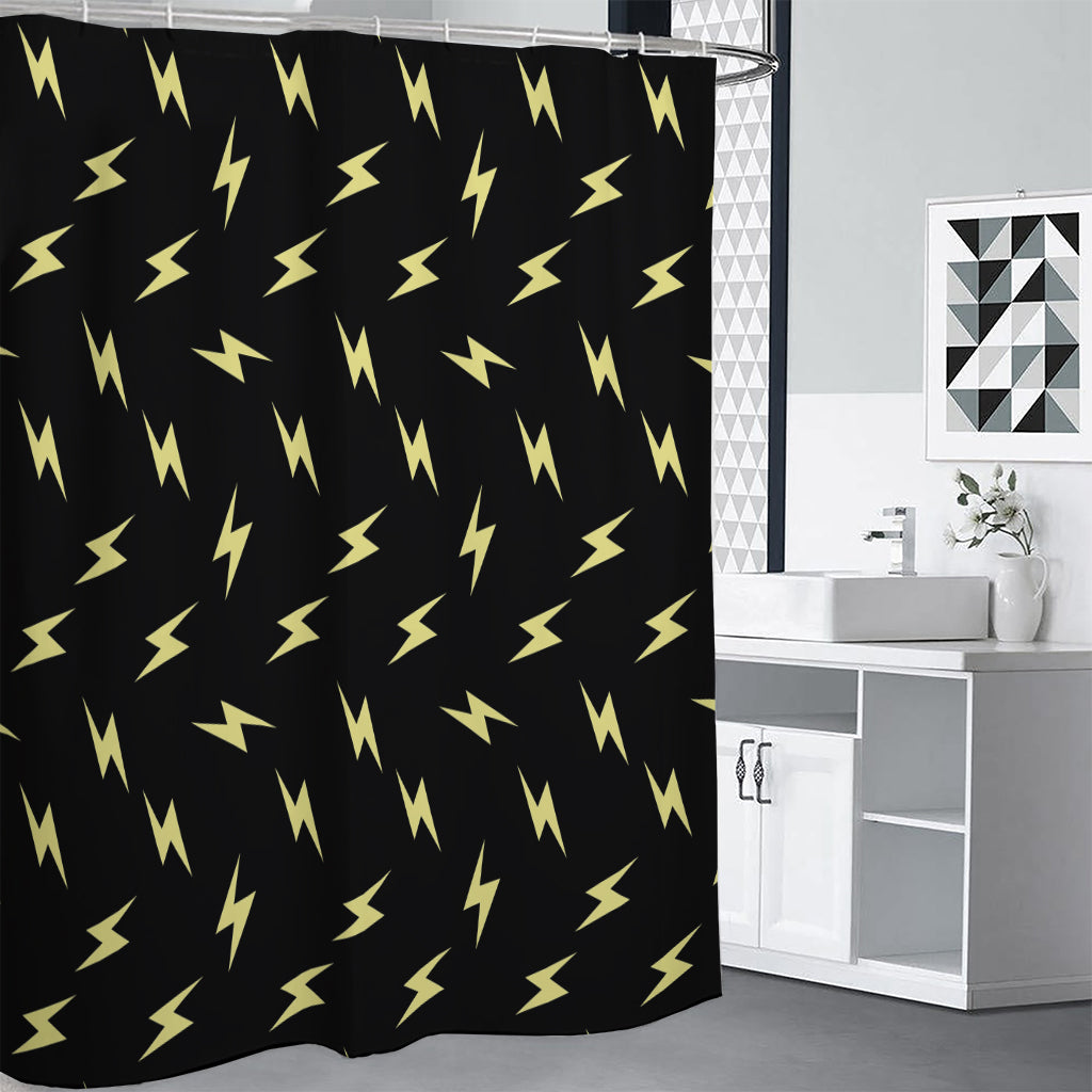 Black And Yellow Lightning Pattern Print Premium Shower Curtain