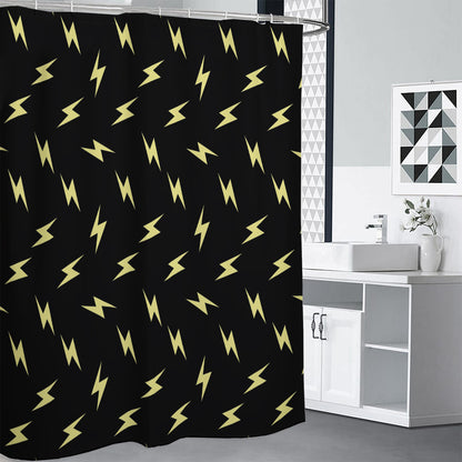 Black And Yellow Lightning Pattern Print Premium Shower Curtain
