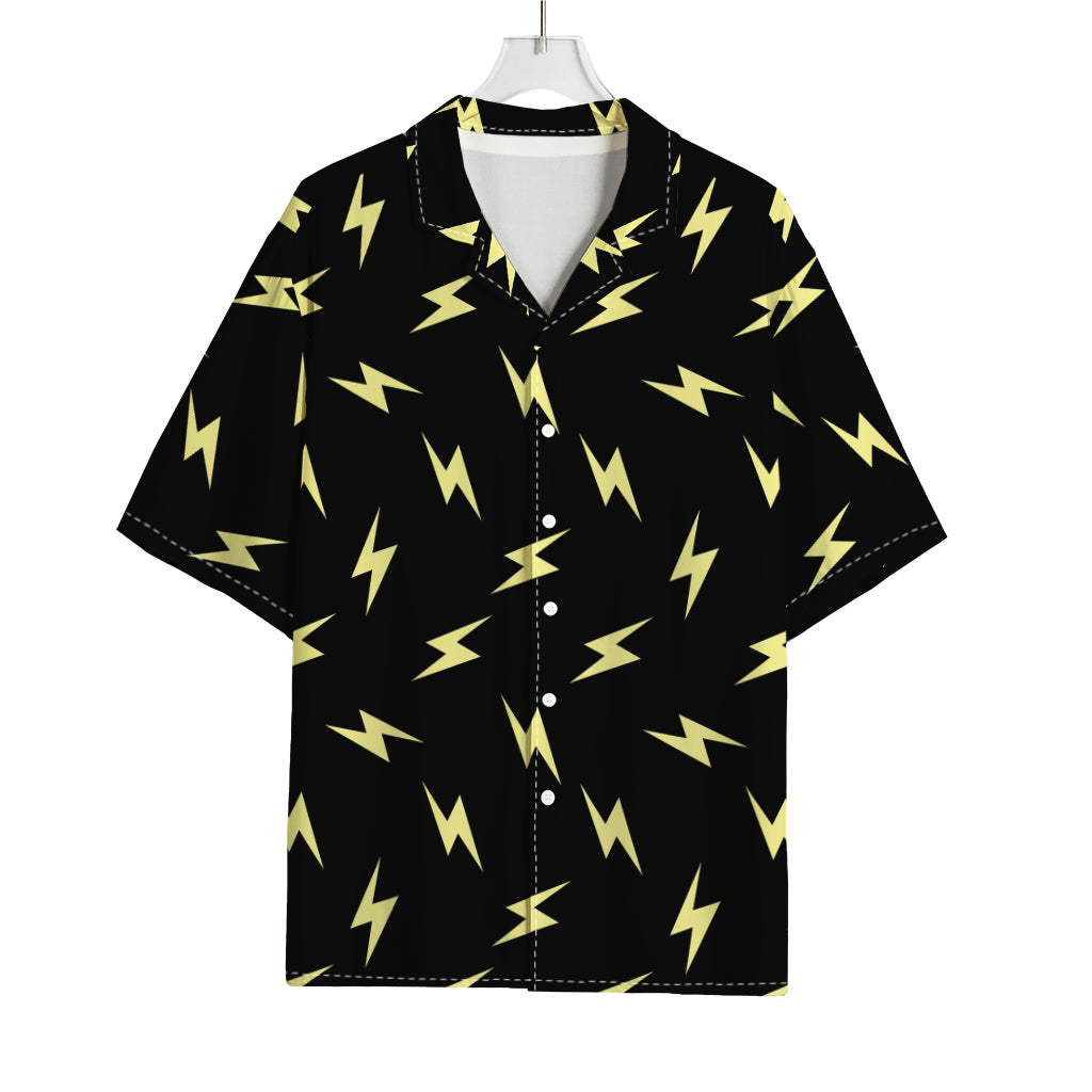 Black And Yellow Lightning Pattern Print Rayon Hawaiian Shirt
