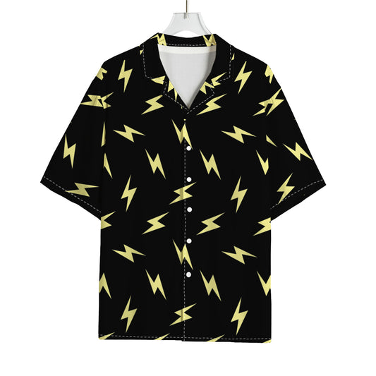 Black And Yellow Lightning Pattern Print Rayon Hawaiian Shirt