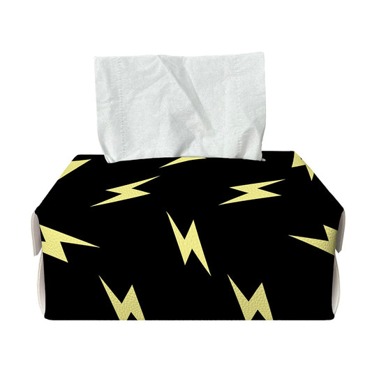 Black And Yellow Lightning Pattern Print Rectangle Tissue Box Cover