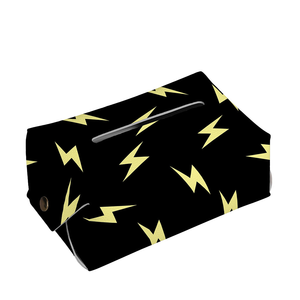 Black And Yellow Lightning Pattern Print Rectangle Tissue Box Cover