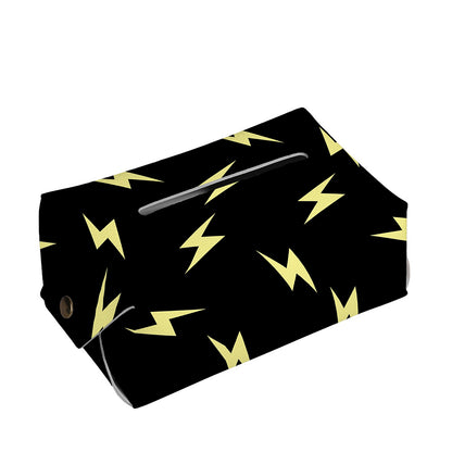 Black And Yellow Lightning Pattern Print Rectangle Tissue Box Cover