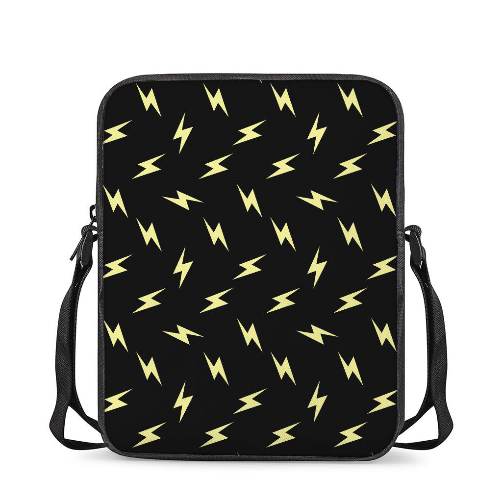 Black And Yellow Lightning Pattern Print Rectangular Crossbody Bag