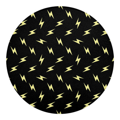 Black And Yellow Lightning Pattern Print Round Blanket
