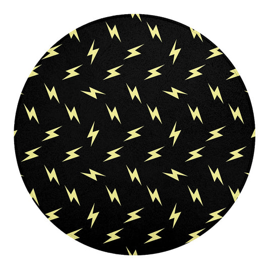Black And Yellow Lightning Pattern Print Round Blanket
