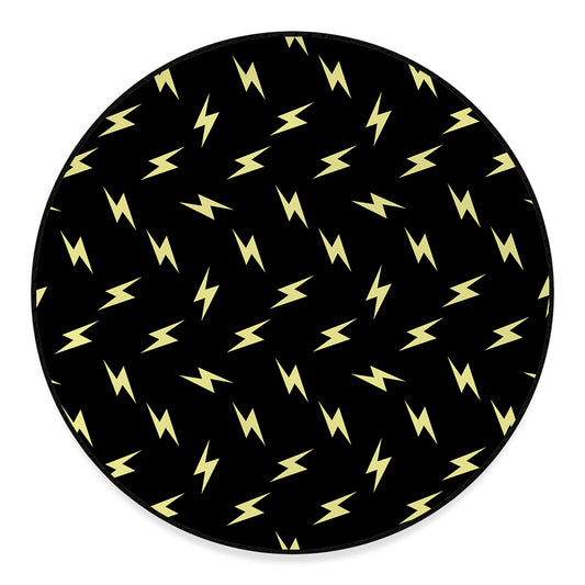 Black And Yellow Lightning Pattern Print Round Floor Mat