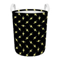 Black And Yellow Lightning Pattern Print Round Laundry Basket