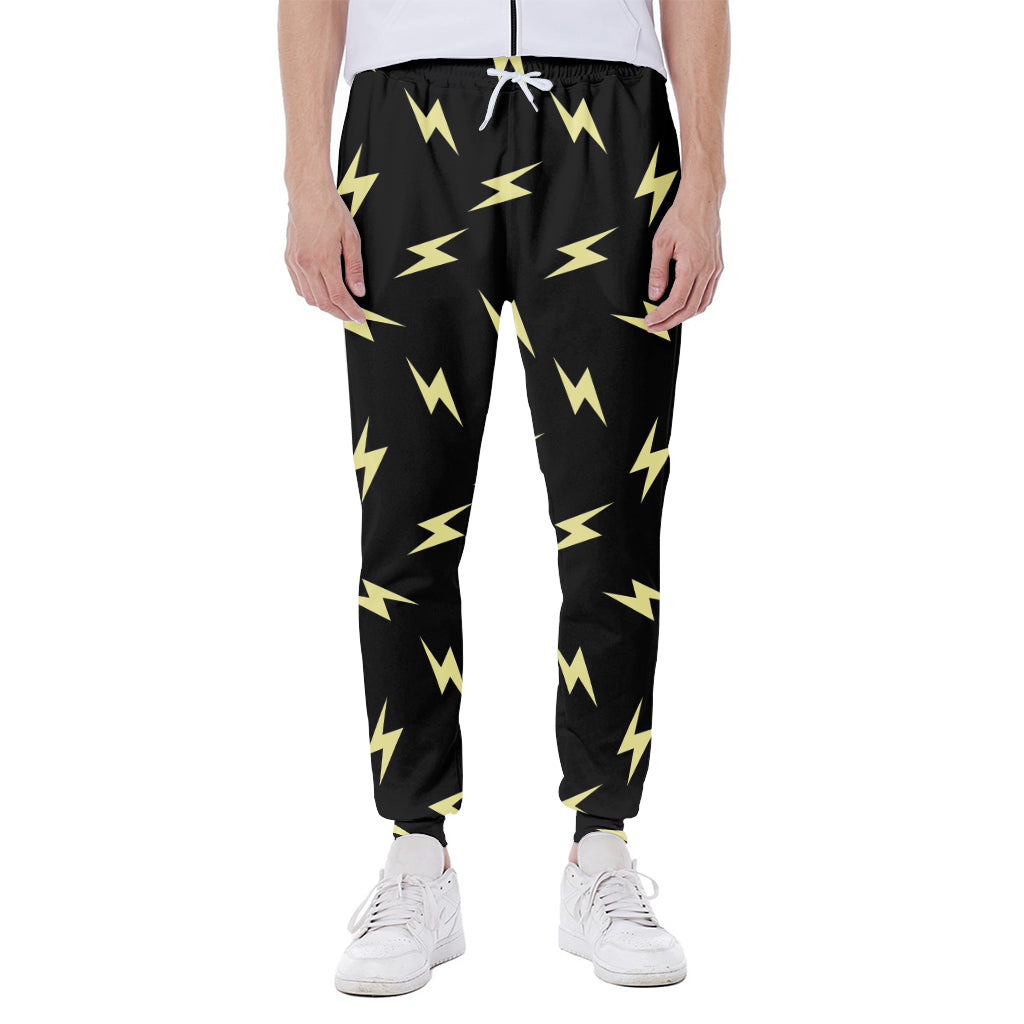 Black And Yellow Lightning Pattern Print Scuba Joggers
