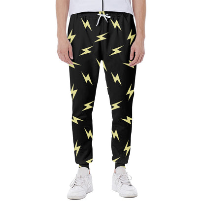 Black And Yellow Lightning Pattern Print Scuba Joggers
