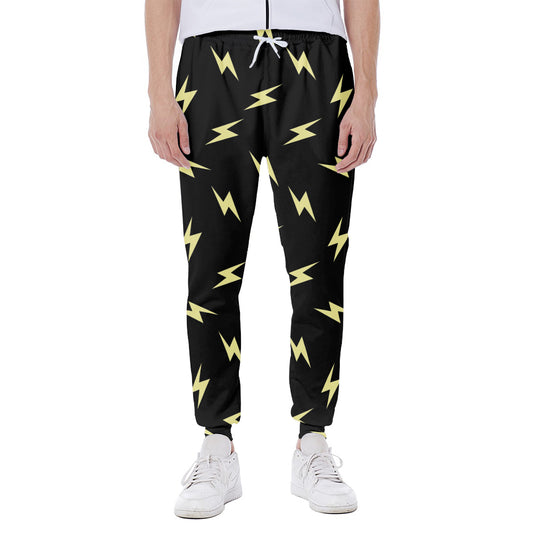 Black And Yellow Lightning Pattern Print Scuba Joggers