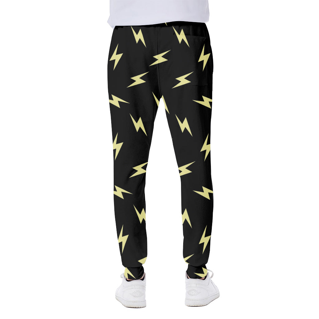Black And Yellow Lightning Pattern Print Scuba Joggers
