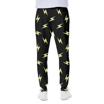 Black And Yellow Lightning Pattern Print Scuba Joggers